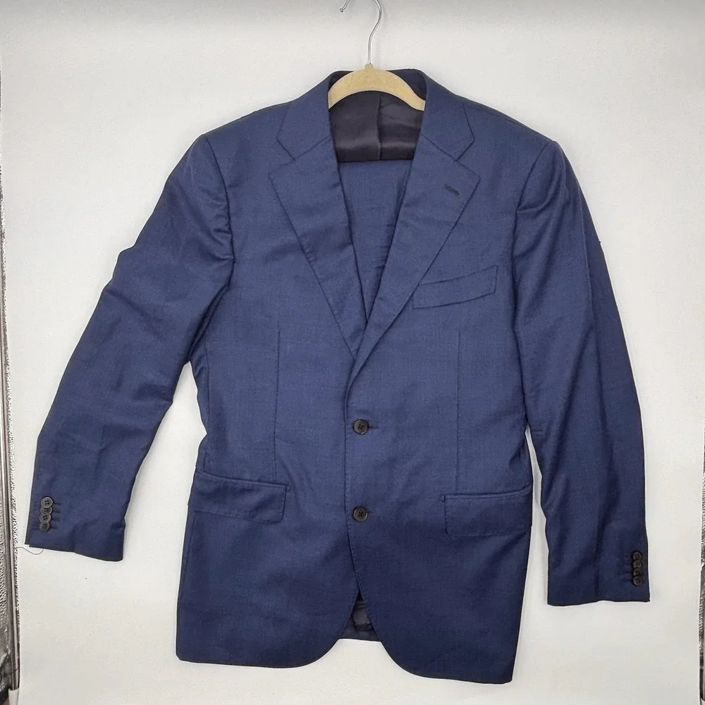 Suitsupply Lazio Suit 44R 40S Blue Wool Vitale Barberis Canonico Flawed Repair